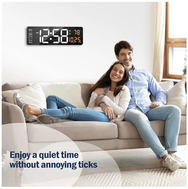 White Digital LED Clock with Temperature, Date and Calendar